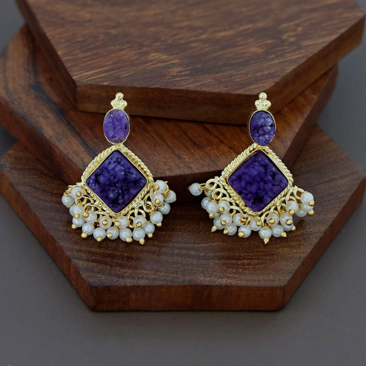 Marcella Druzy Stone Diamond Pearl Cluster Earring