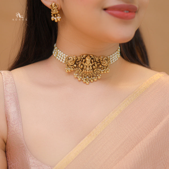 Sree Lakshmitha Pearl Choker With Earring