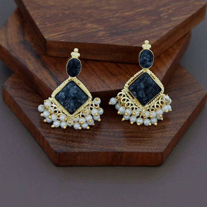 Marcella Druzy Stone Diamond Pearl Cluster Earring