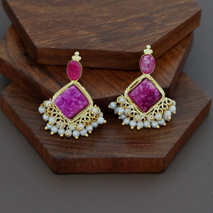 Marcella Druzy Stone Diamond Pearl Cluster Earring