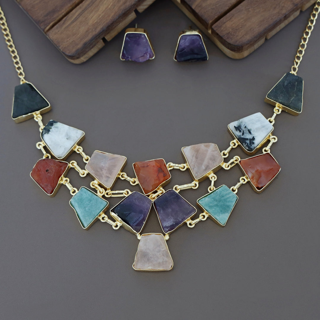 Ziya Raw Stone Neckpiece With Stud