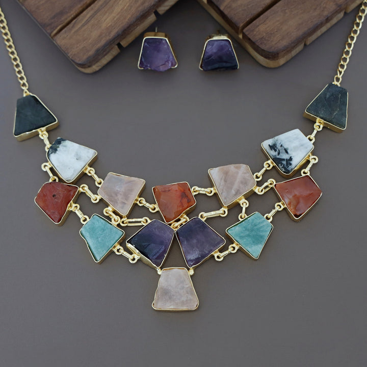 Ziya Raw Stone Neckpiece With Stud