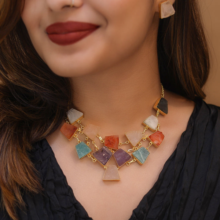 Ziya Raw Stone Neckpiece With Stud