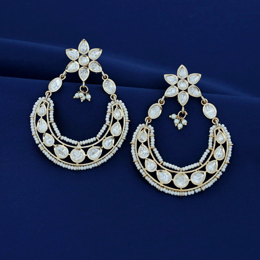 Barika Kundan Pearl Floral Earring