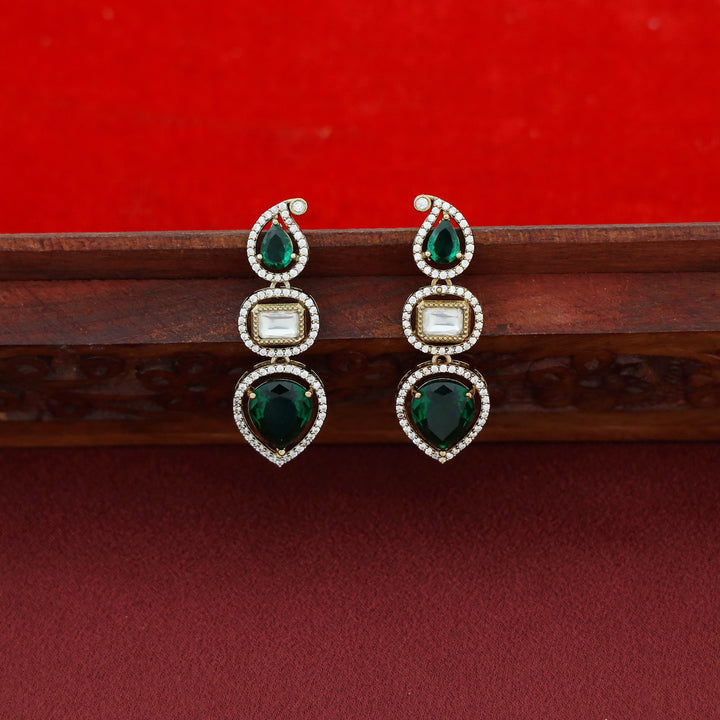 Adhisti AD Stone Mango Short Neckpiece With Earring