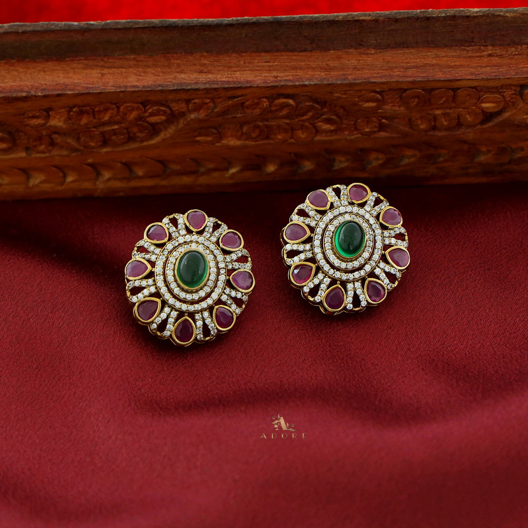 Floral AD Stone Stud