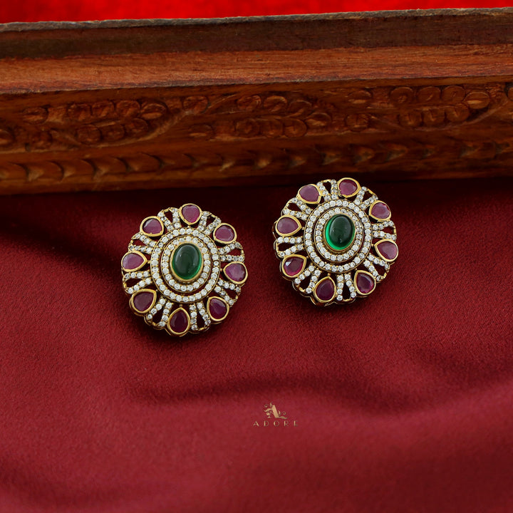 Floral AD Stone Stud