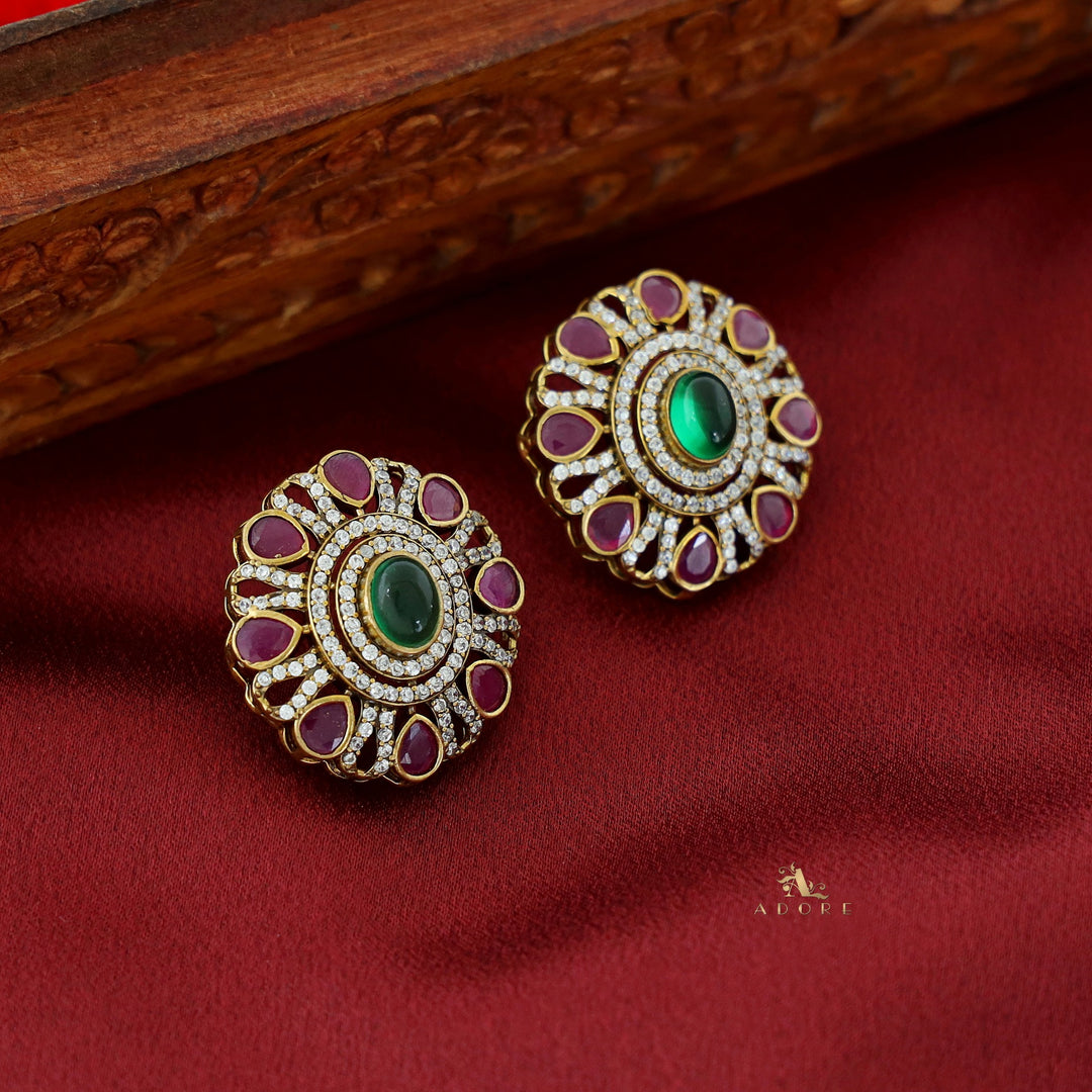 Floral AD Stone Stud