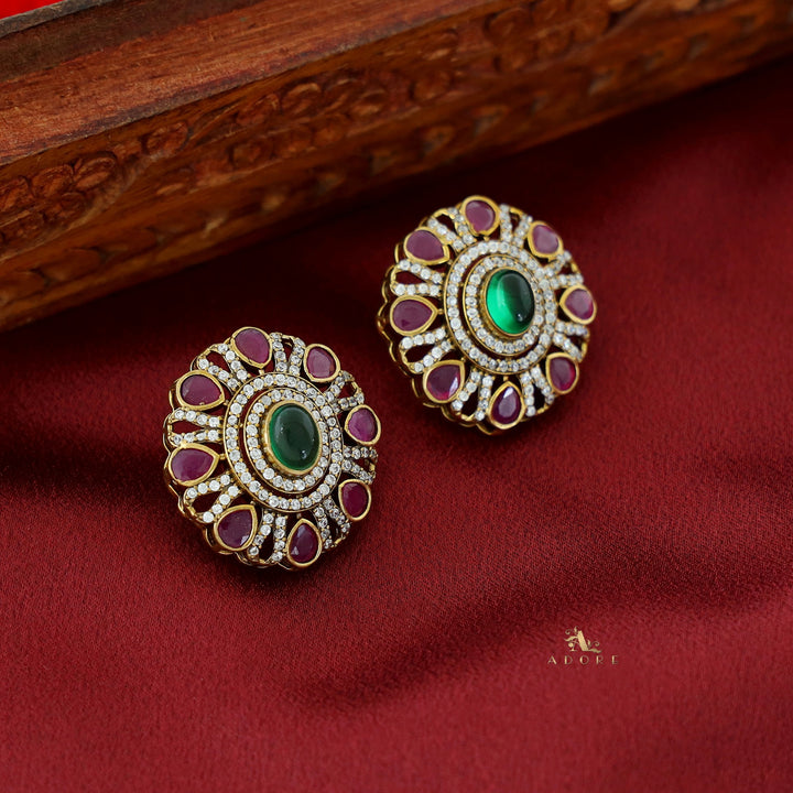 Floral AD Stone Stud