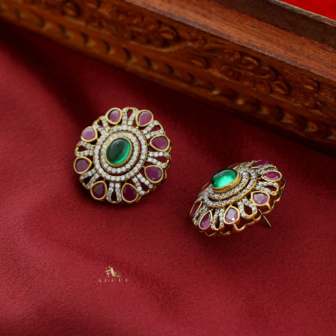 Floral AD Stone Stud