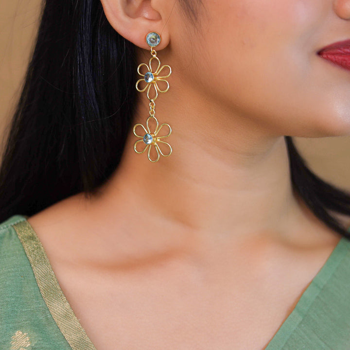 Vivienne Dual Floral Glossy Stone Earring