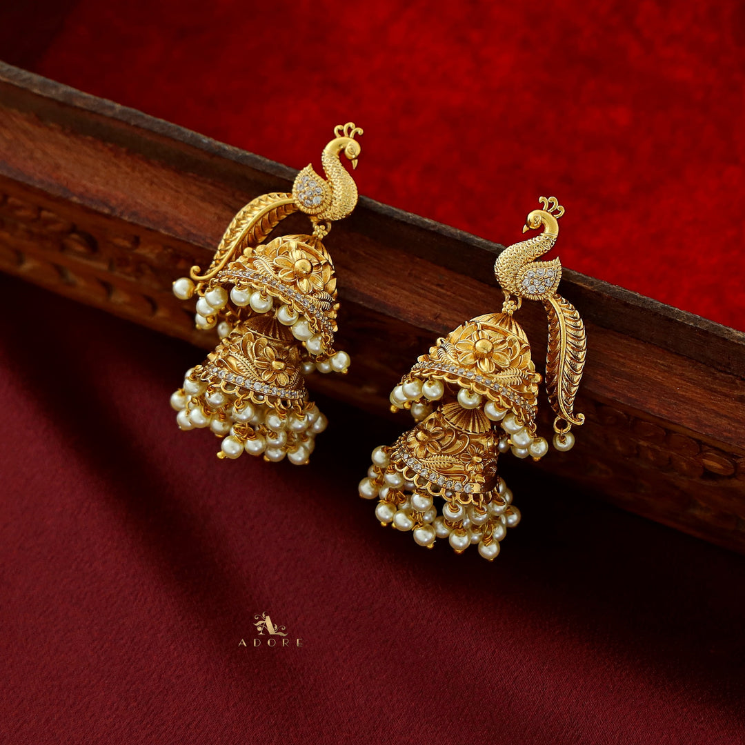 Samaira Mayur Wing 2 Layer Pearl Jhumka