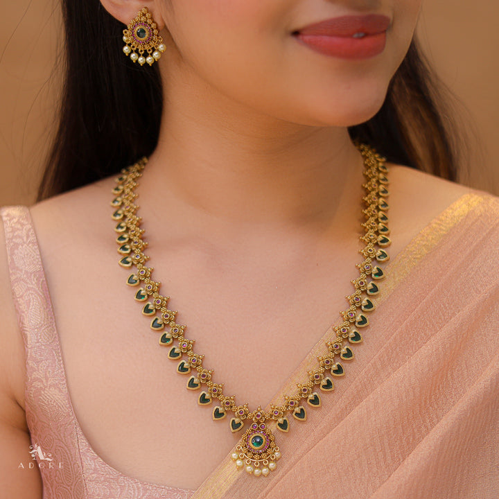 Premium Rakshini Palakka Long Neckpiece With Earring