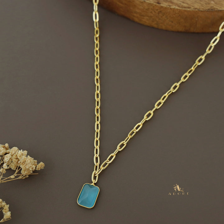 Golden Chain Glossy Rectangle Neckpiece