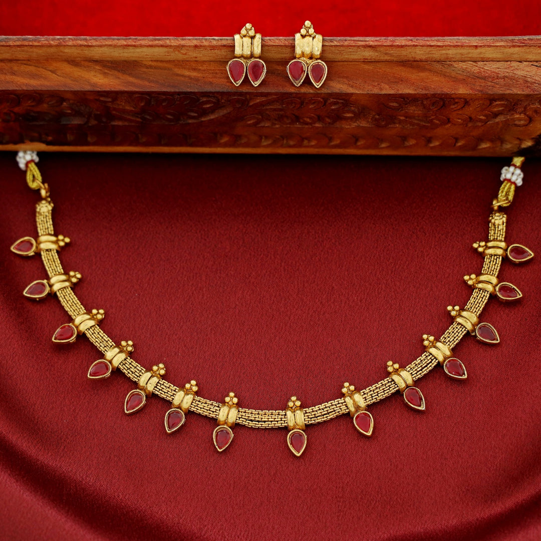 Anahitha Drop Short Neckpiece With Earring