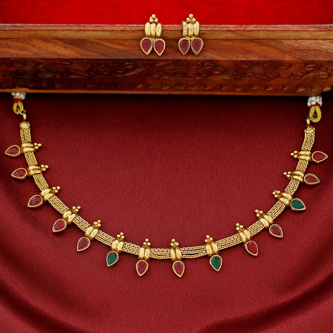 Anahitha Drop Short Neckpiece With Earring