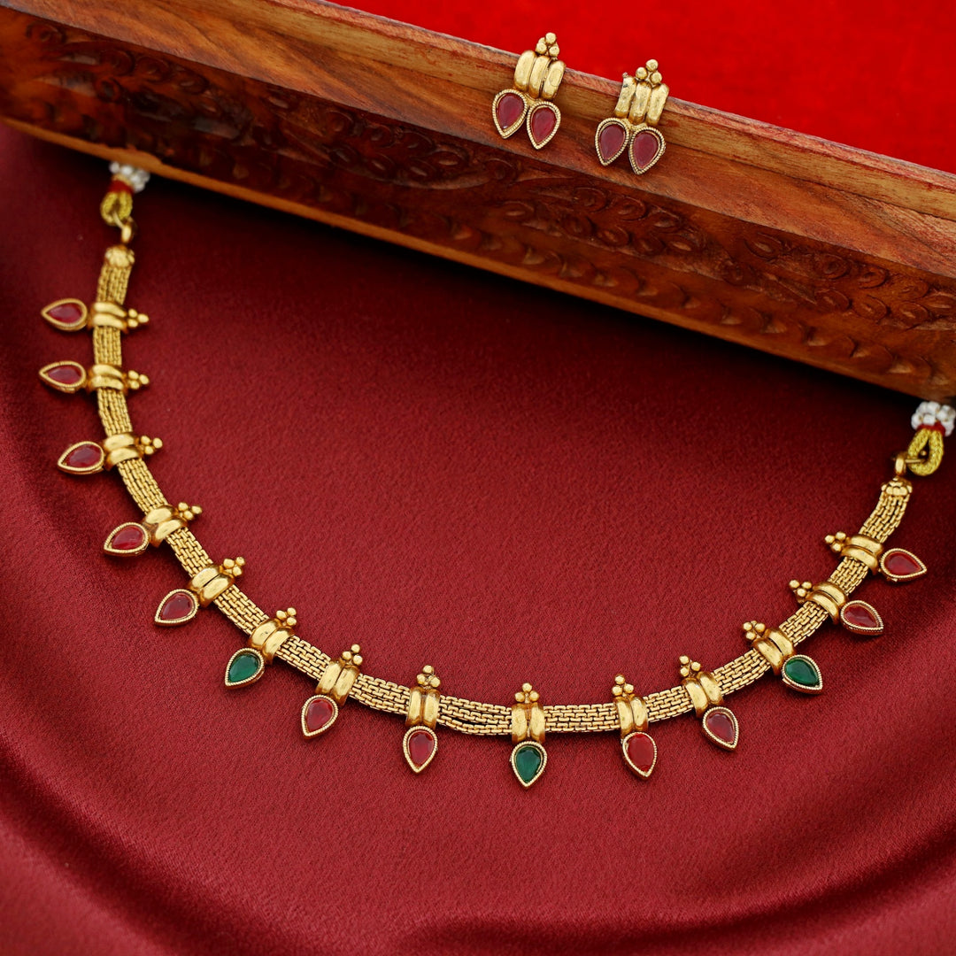 Anahitha Drop Short Neckpiece With Earring