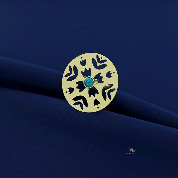 Abhira Golden Circle Flower Ring