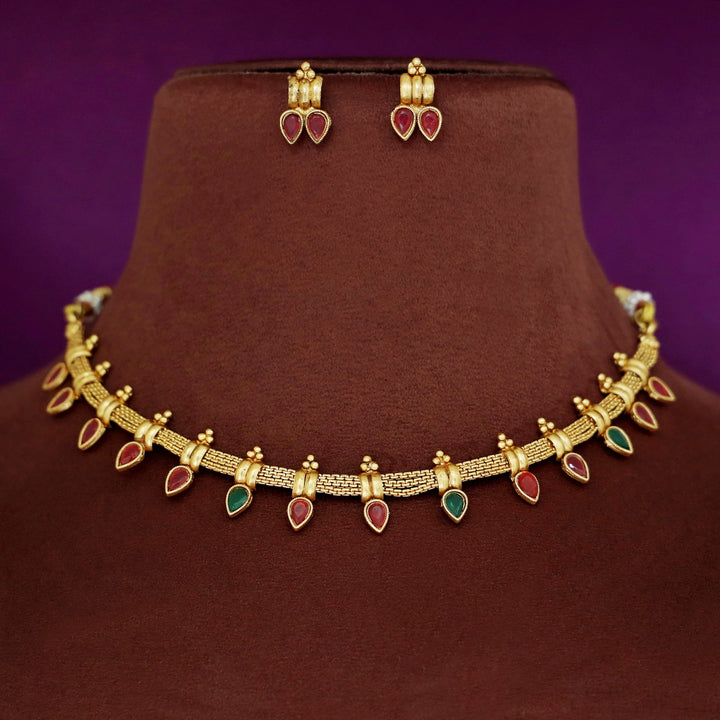 Anahitha Drop Short Neckpiece With Earring