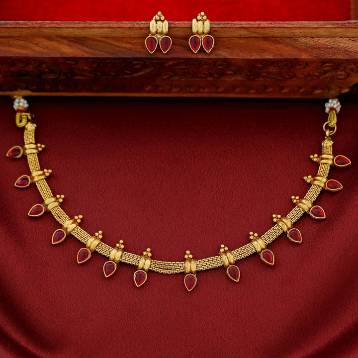 Anahitha Drop Short Neckpiece With Earring
