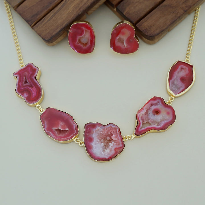 Britney Agate Choker/Short Neckpiece With Earring