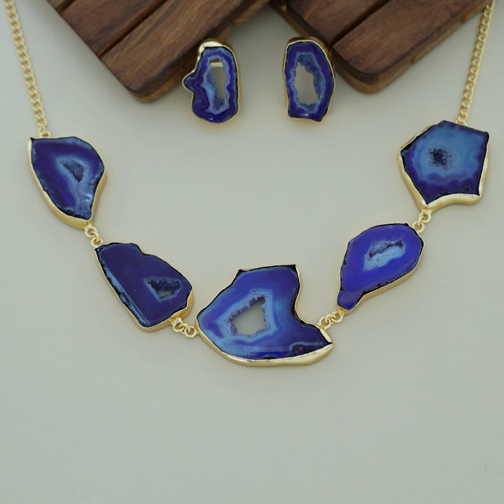 Britney Agate Choker/Short Neckpiece With Earring