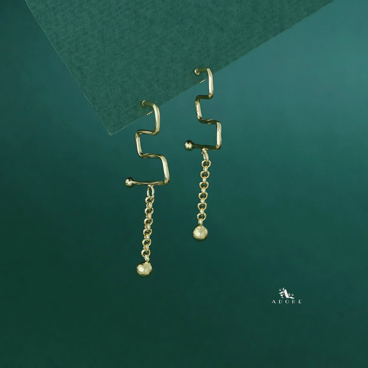 Golden Chain Zig Zag Earring