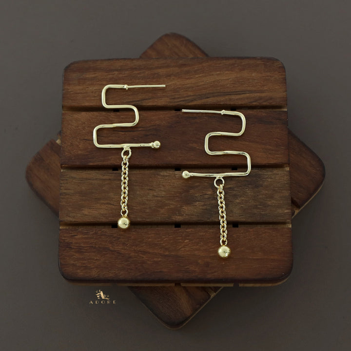 Golden Chain Zig Zag Earring