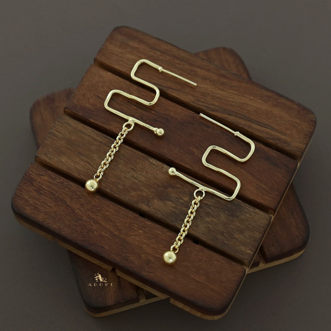 Golden Chain Zig Zag Earring