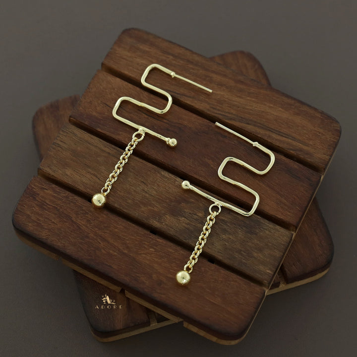 Golden Chain Zig Zag Earring
