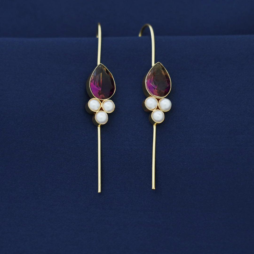 Golden Tri Pearl Glossy Drop Ear-Cuff (Set Of 2)