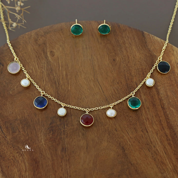Mihaara Pearl Neckpiece With Stud (Colour Option)