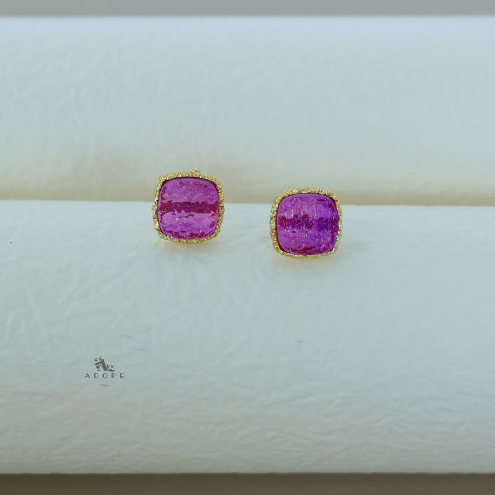 Textured Riana Square Stud
