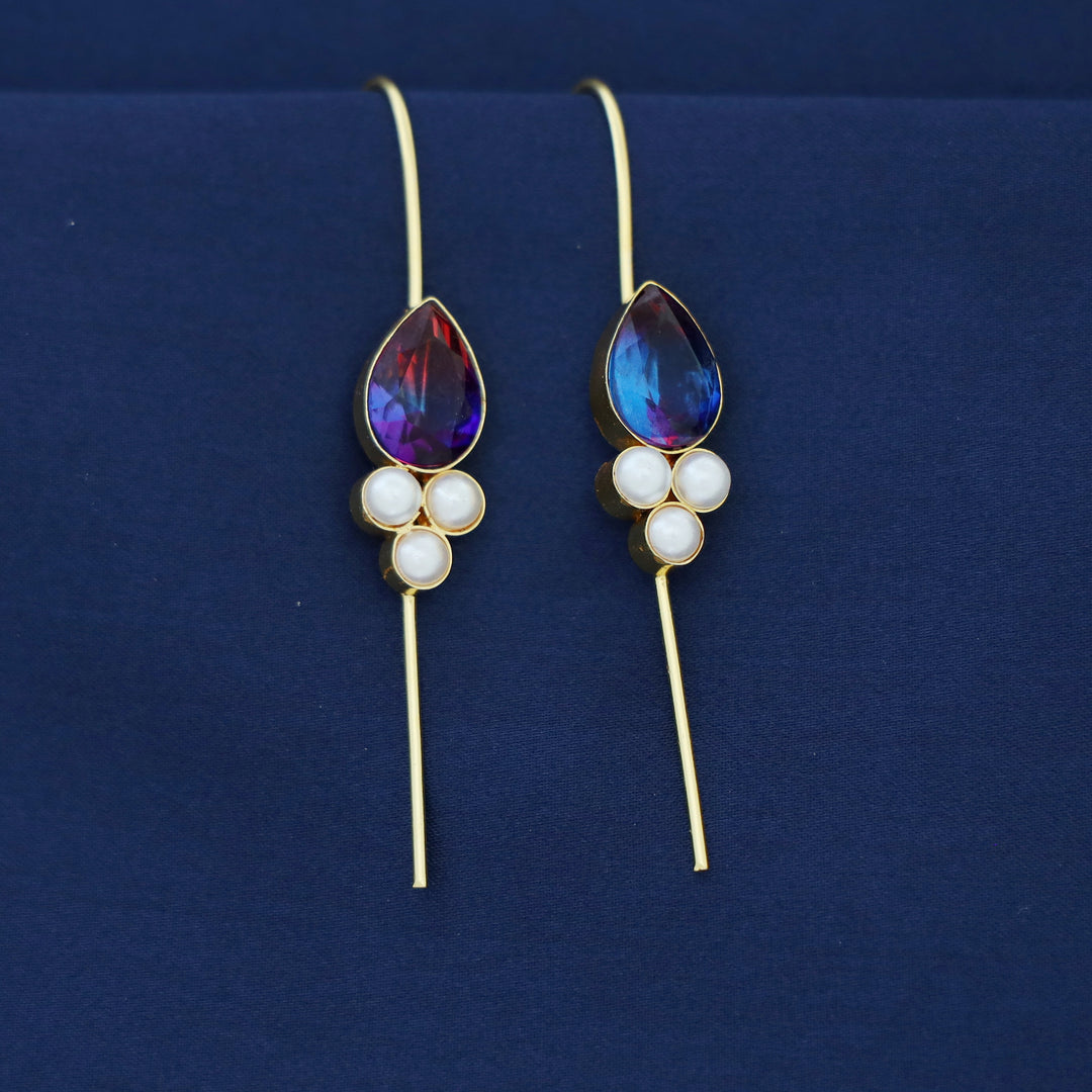 Golden Tri Pearl Glossy Drop Ear-Cuff (Set Of 2)