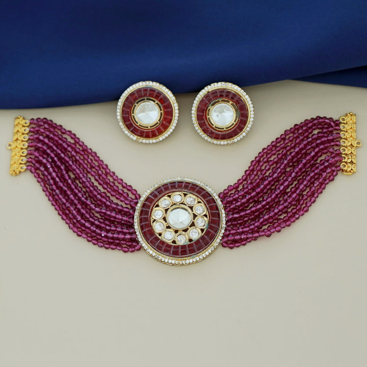 Daphane Polki Kundan Choker With Earring