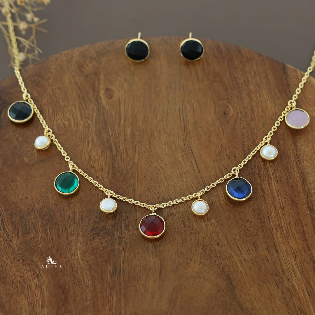 Mihaara Pearl Neckpiece With Stud (Colour Option)