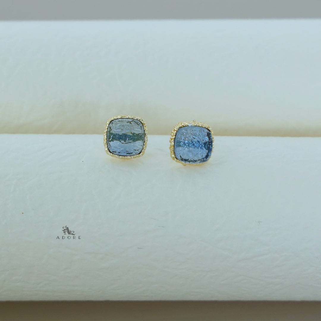 Textured Riana Square Stud