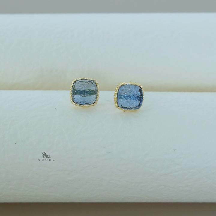 Textured Riana Square Stud