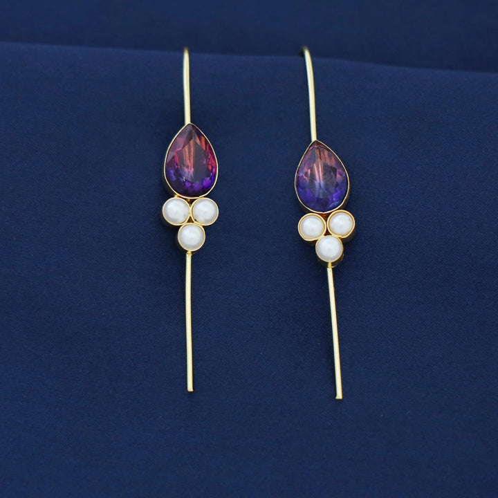 Golden Tri Pearl Glossy Drop Ear-Cuff (Set Of 2)