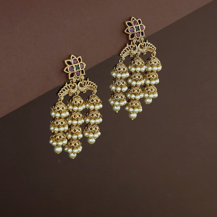 Aparajita Floral Layered Mini Jhumka Pearl Earring