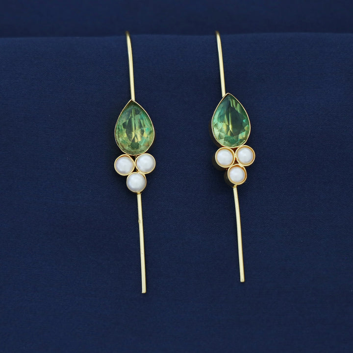 Golden Tri Pearl Glossy Drop Ear-Cuff (Set Of 2)