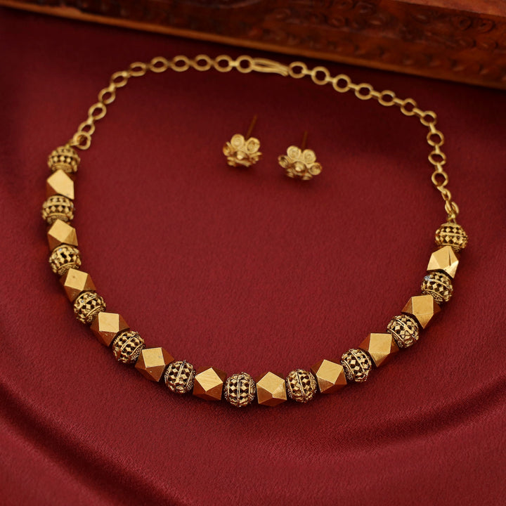 Suparna Golden Cubes Choker With Stud