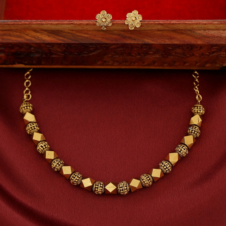 Suparna Golden Cubes Choker With Stud