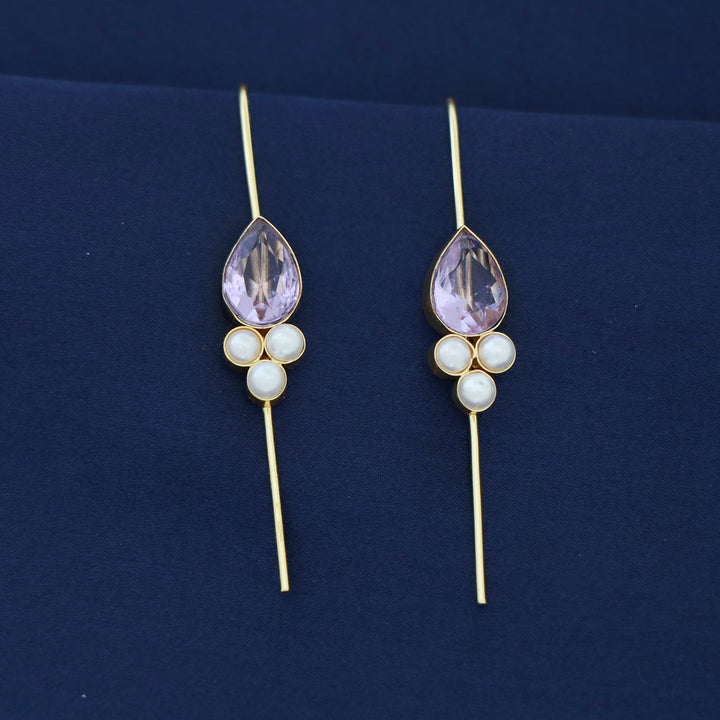 Golden Tri Pearl Glossy Drop Ear-Cuff (Set Of 2)