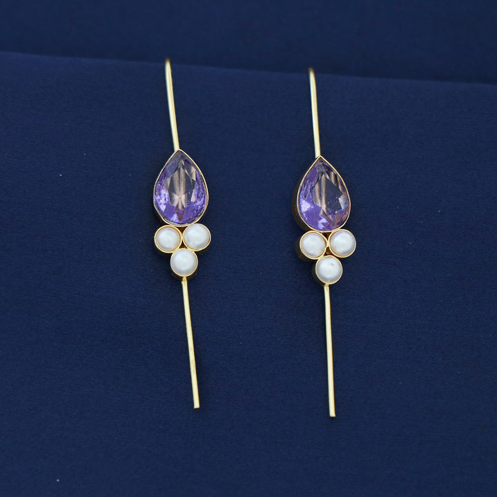 Golden Tri Pearl Glossy Drop Ear-Cuff (Set Of 2)