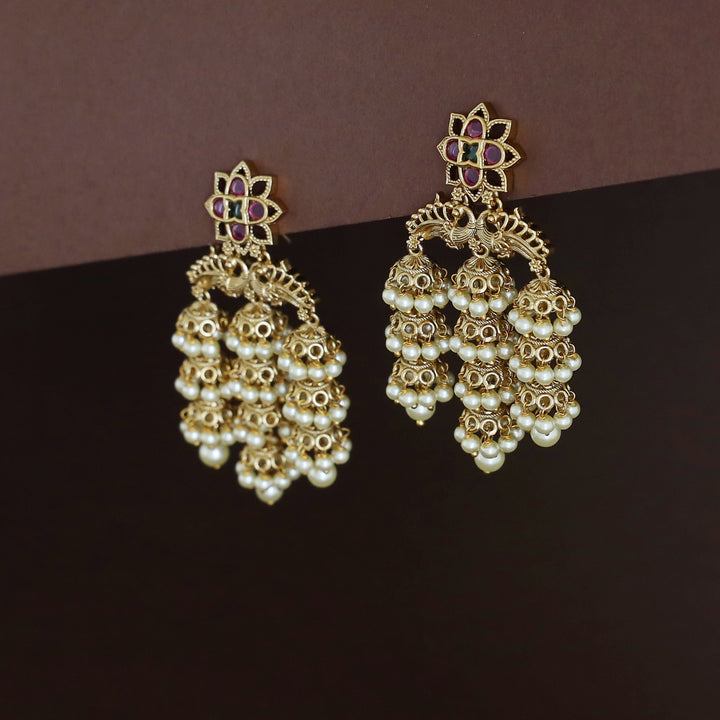 Aparajita Floral Layered Mini Jhumka Pearl Earring