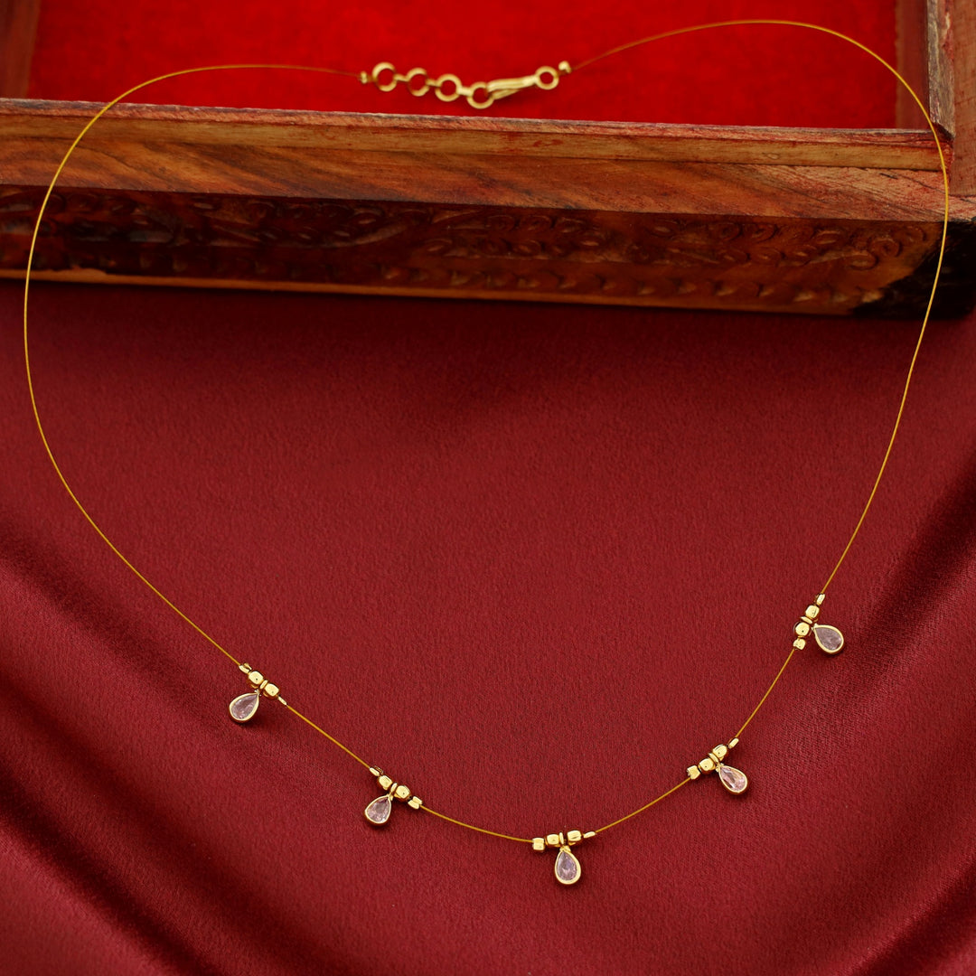 Naima Glossy Stone Drop String Neckpiece