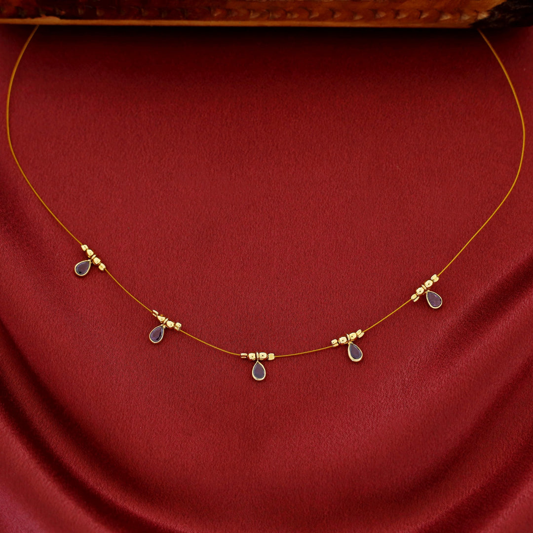 Naima Glossy Stone Drop String Neckpiece