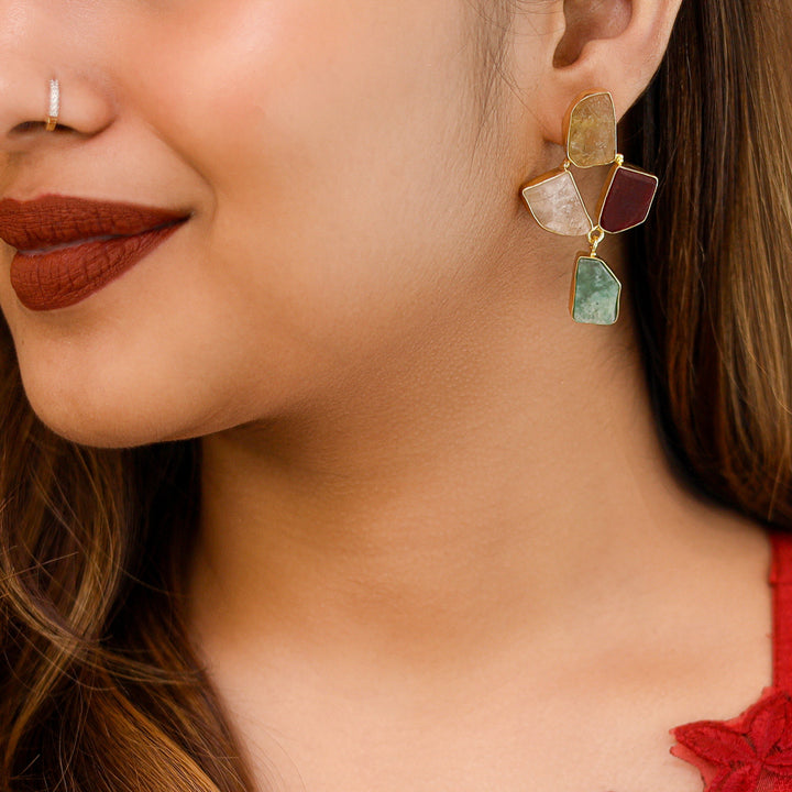 Suzy Golden Tetra Raw Stone Earring