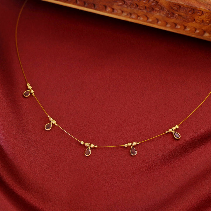 Naima Glossy Stone Drop String Neckpiece